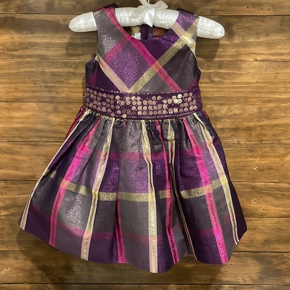 Bonnie Jean Shimmery Purple Plaid dress